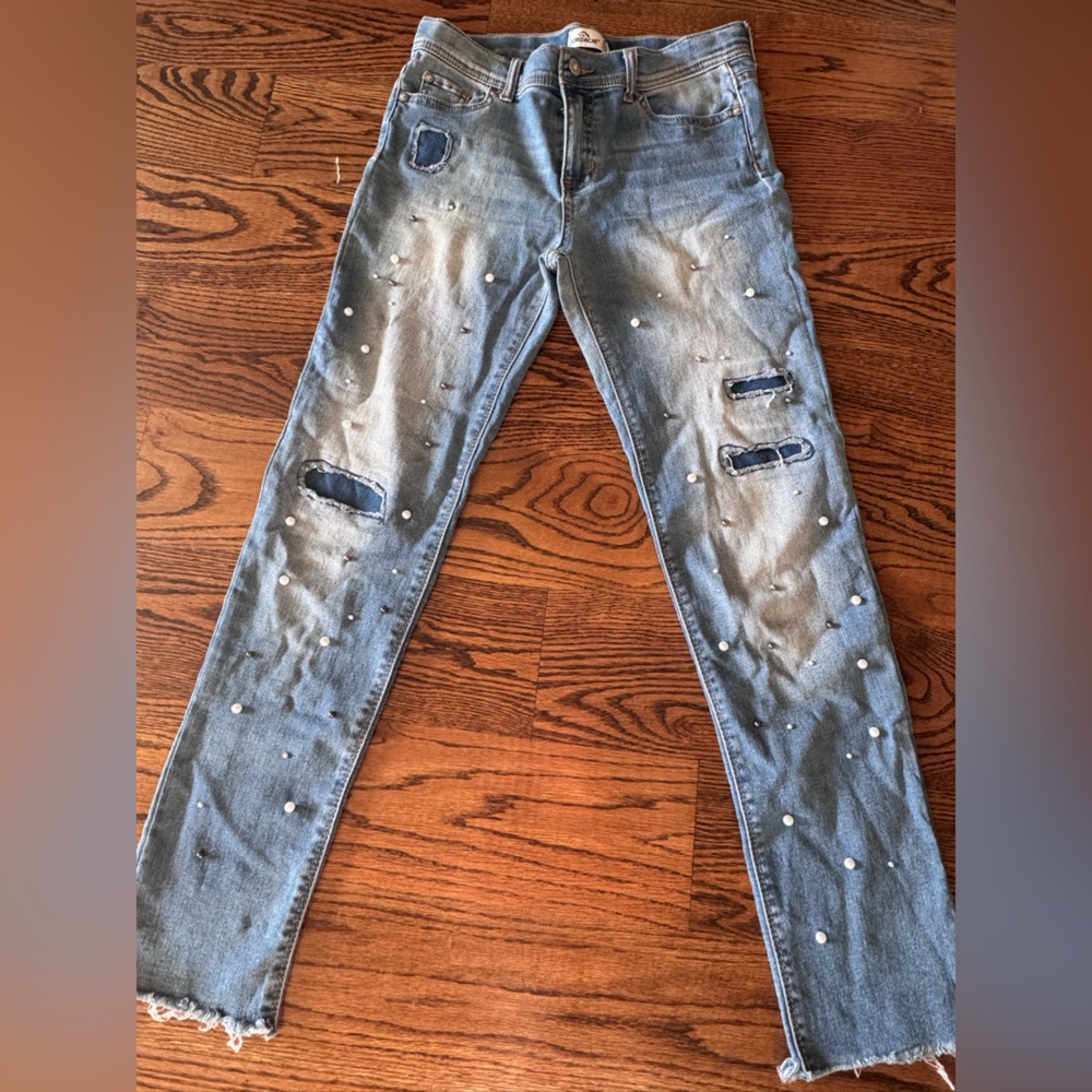 Jordache Blue Skinny Jeans with Distressed Design